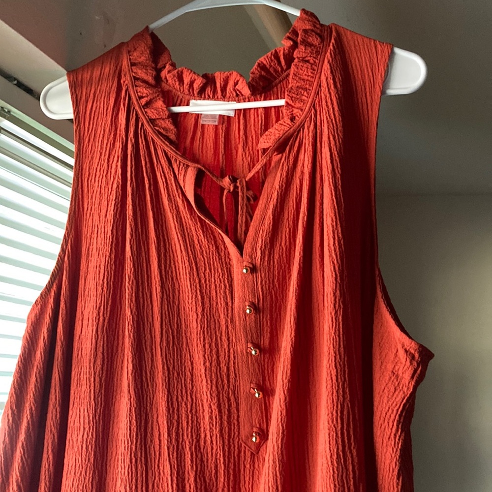 Calvin Klein Deep Burnt Orange Crinkle Dress Plus Size 22W